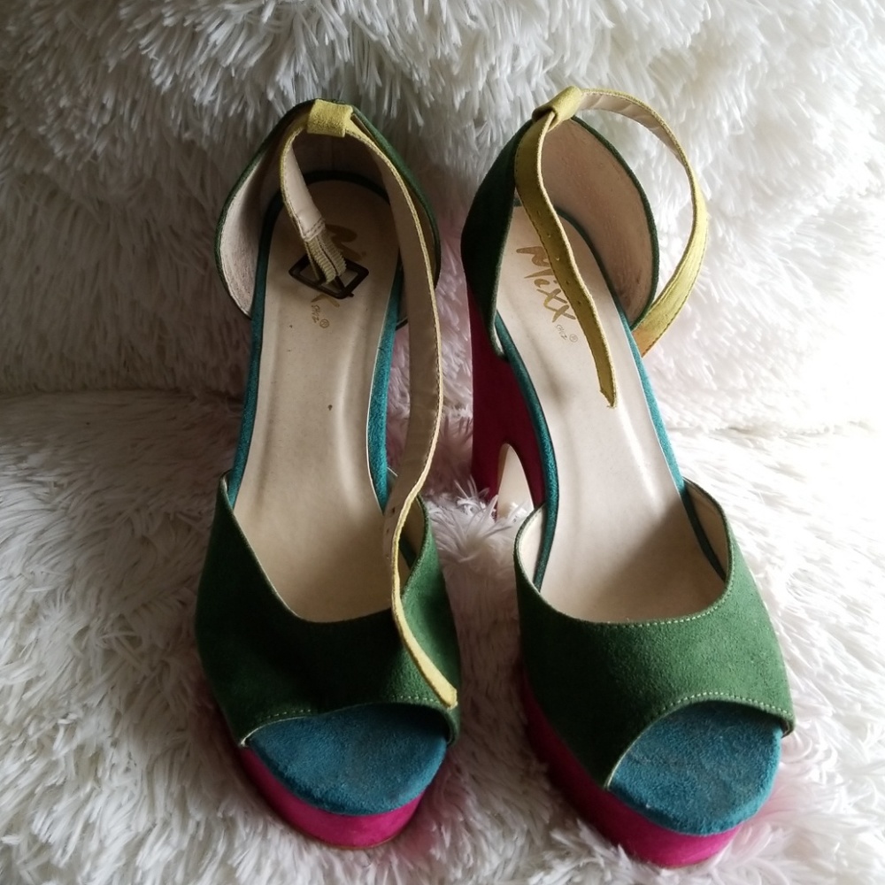 Multicolored Chunky Heels